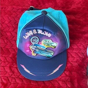 Blue and Purple Cap with Car Design